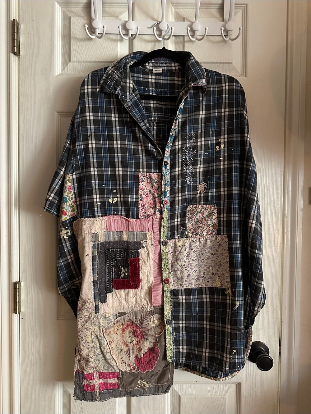 Magnolia Pearl Blue Plaid Patchwork Button-Down Shirt
